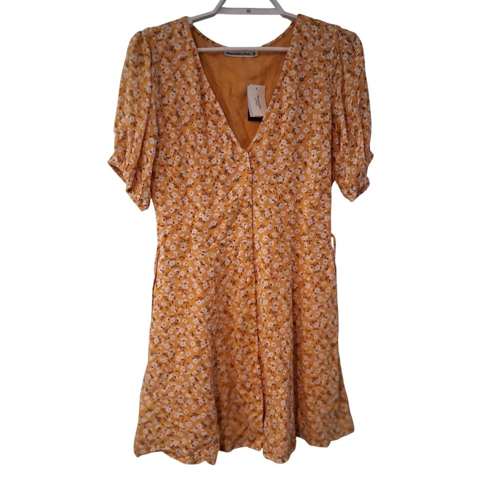 Abercrombie & Fitch nwt mini dress womens Medium gold yellow floral